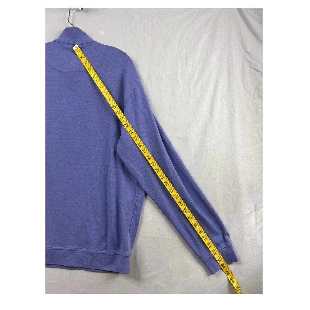 Peter Millar Quarter Zip Pullover Mens XL Purple Cotton Heathered Mock Neck Logo